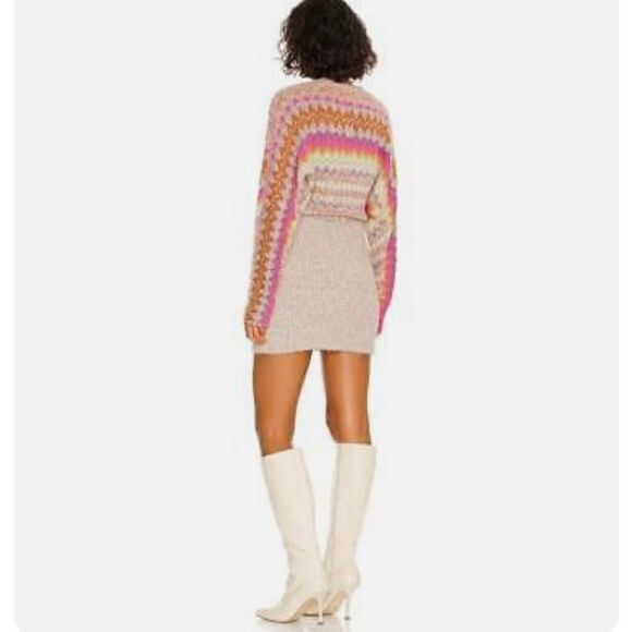 New Free people Forever Fair isle sweater in strawberry combo knit size S - Picture 6 of 11